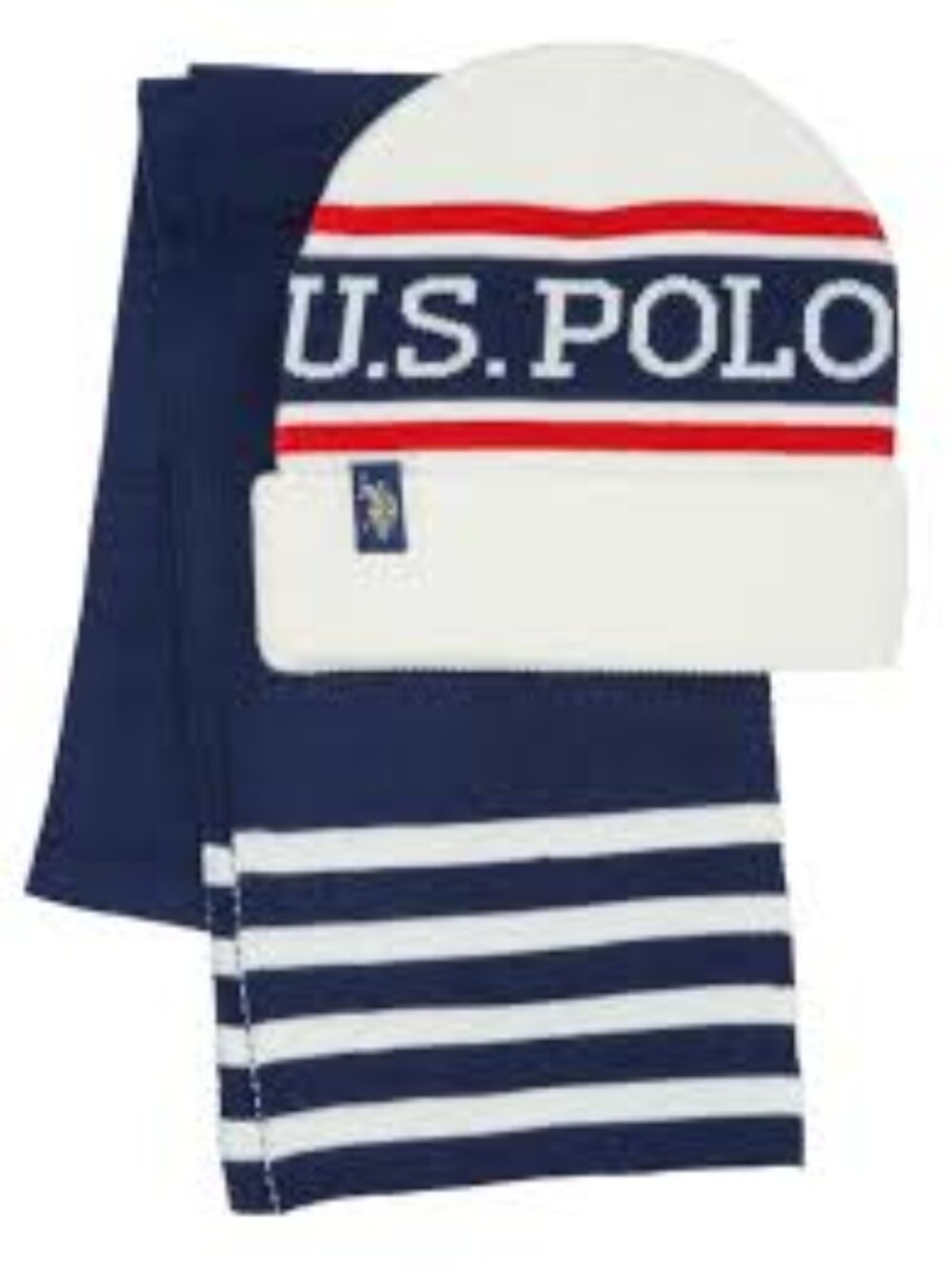 U.S. Polo Association Knit Men's Beanie & Striped Scarf Set (One Size Fits Most)